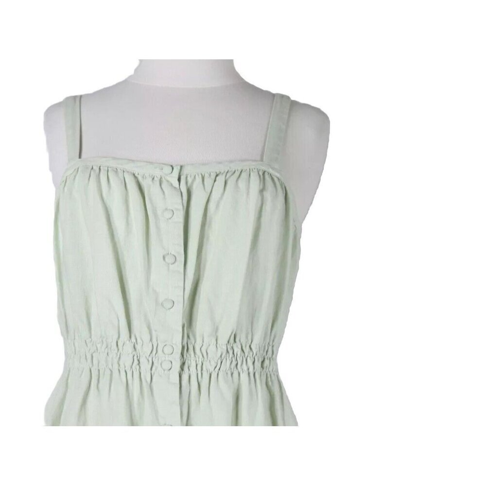 Zara Women's Medium Pale Green Strappy Maxi Dress Slits On Side Linen Blend Midi